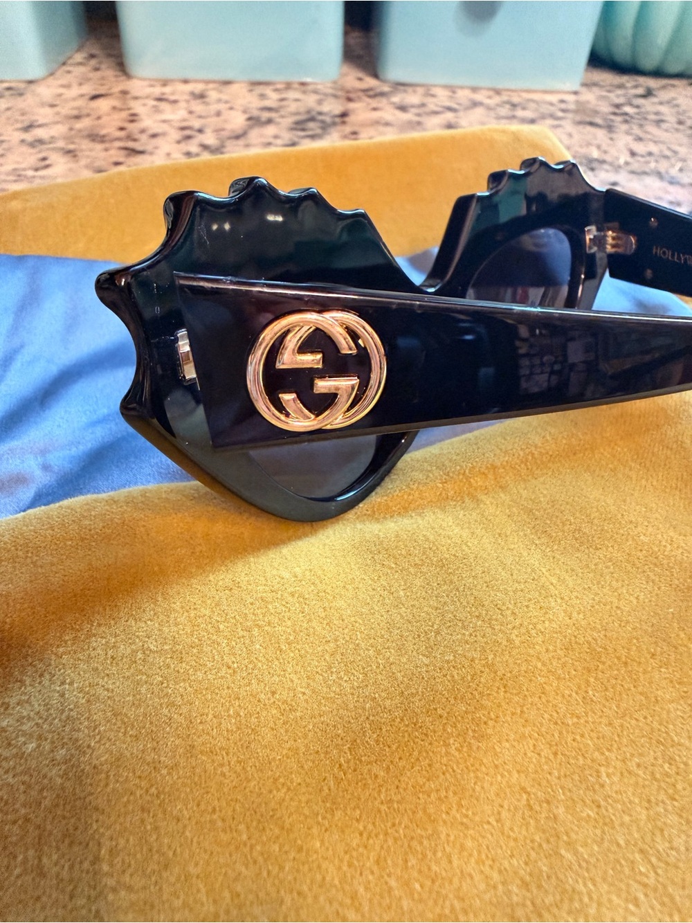 Gucci GG0781S Crystal-Embellished Black Cat-Eyed Hollywood Forever Sunglasses - Picture 5 of 14